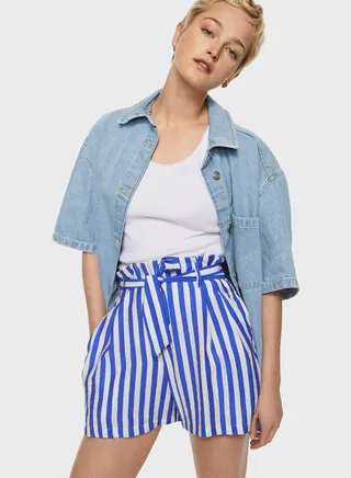 Striped Tie Detail Shorts 