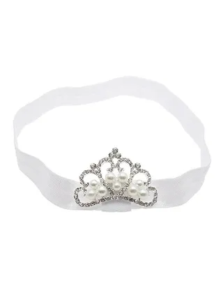 Crown Embellished  Headband White 