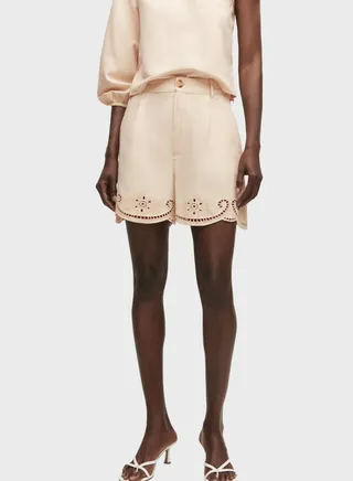 Open Work High Waist Shorts 