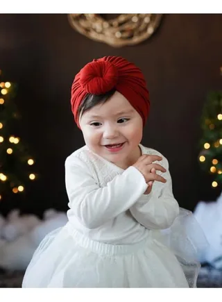 Pure Cotton Baby Knot Hat Dark Red 