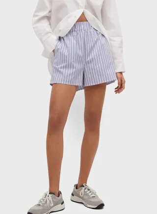 Ruched Waist Stripe Shorts 