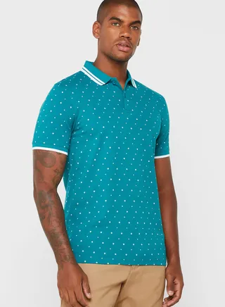 Micro Print Polo Shirt 