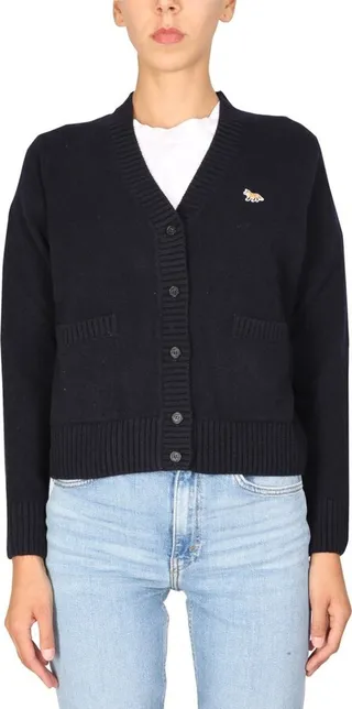 Maison Kitsuné Fox Patch V-Neck Cardigan