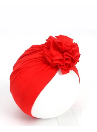 Children's Pleated Multi-Color Floral Hat Red 