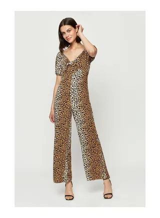 Animal Tie Front Jumpsuit 