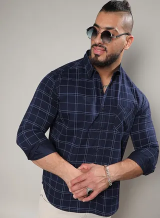 Plus Graph Checked Slim Fit Shirt 