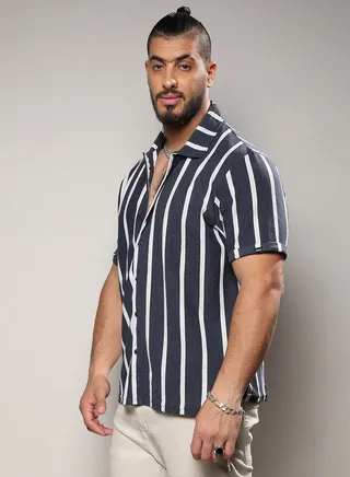 Plus Contrast Halo Striped Regular Fit Shirt 