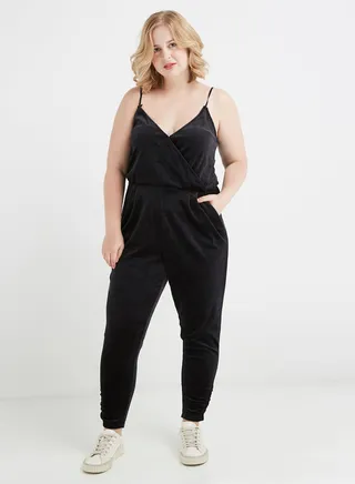 Front Wrap Jumpsuit Black 