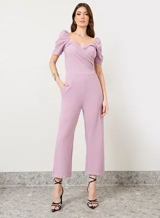 Sweetheart Neck Straight Leg Jumpsuit 