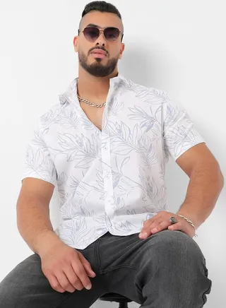 Plus Classic Floral Print Casual Shirt 