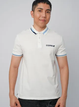 Men’s Embraided Plain casual Polo T-Shirt in Pure White 
