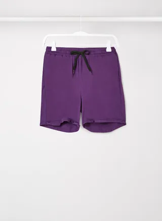 Elastic Waistband Drawstring Mid Rise Shorts Purple 