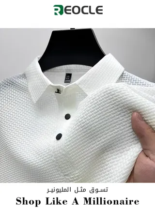 Men's Polo Shirt Mesh Ice Silk Short-sleeved T-shirt Short Sleeve Sports Golf Tennis T-Shirt Casual Collared Summer Shirt Classic Polo Shirt 