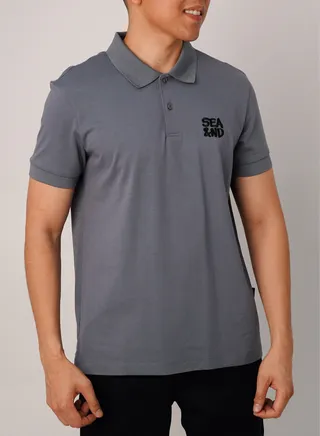 Men’s Relaxed Casual Golf Plain Polo in Grisaille 
