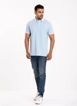COTTON SKY BLUE POLO SHIRT 