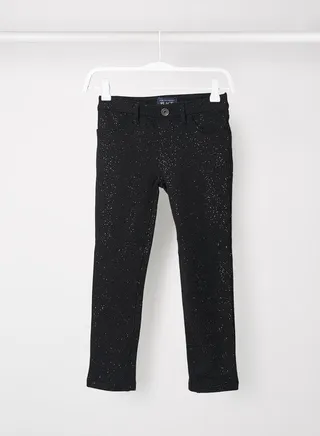Girls Glitter Jeggings Black 