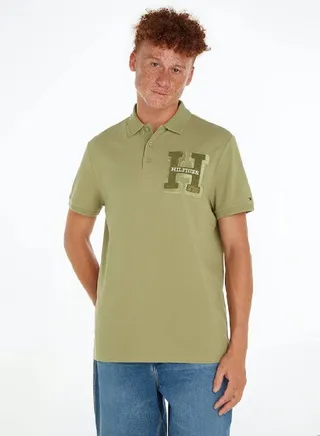 Men's Bouclé Logo Regular Fit Polo -  Pure cotton pique, Green 