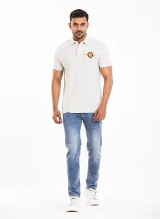 COTTON GRAY MILANGE POLO SHIRT 