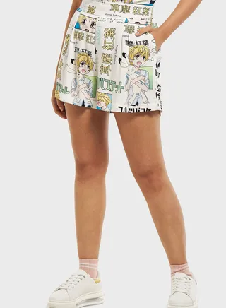 Fruit Basket Print Mini Shorts 