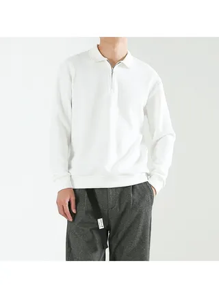 Squality Casual Men's Solid Color Commuting Polo Shirt With Lapel 