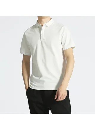 Squality Solid Color Commuting Business Short Sleeve Lapel Men's Polo Shirt 