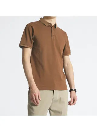 Squality Solid Color Commuting Business Short Sleeve Lapel Men's Polo Shirt 