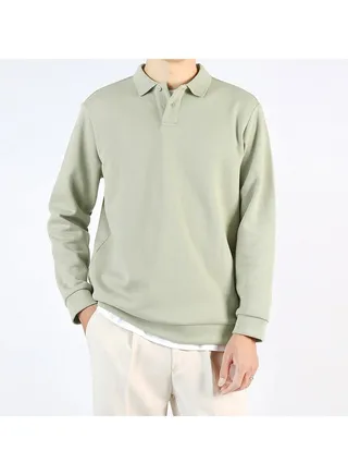 Squality Casual Men's Solid Color Commuting Polo Shirt With Lapel 