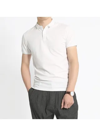 Squality Casual Men's Solid Color Commuting Polo Shirt With Lapel (Slightly one size smaller) 