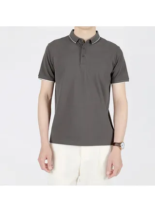 Squality Casual Men's Solid Color Commuting Polo Shirt With Lapel 
