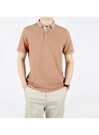 Squality Casual Men's Solid Color Commuting Polo Shirt With Lapel (Slightly one size smaller) 