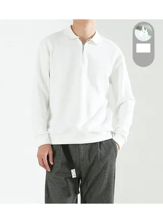 Squality Casual Men's Solid Color Commuting Polo Shirt With Lapel Adding Velvet 
