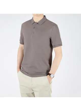 Squality Casual Men's Solid Color Commuting Polo Shirt With Lapel 