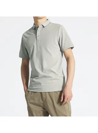 Squality Solid Color Commuting Business Short Sleeve Lapel Men's Polo Shirt 
