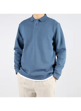 Squality Casual Men's Solid Color Commuting Polo Shirt With Lapel 