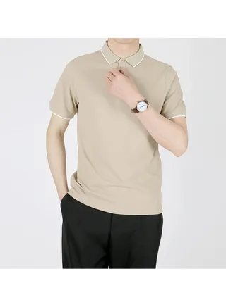 Squality Casual Men's Solid Color Commuting Polo Shirt With Lapel 