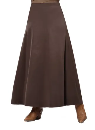 Womens Faux Suede Half Circle Skirt - Brown 