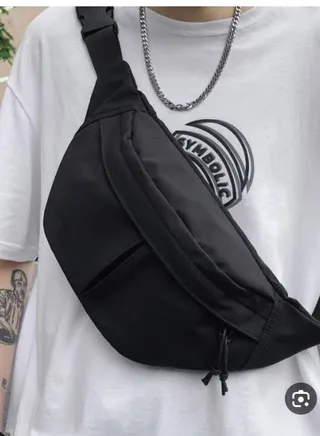 waist & crossbody bag waterproof for unisex black color 