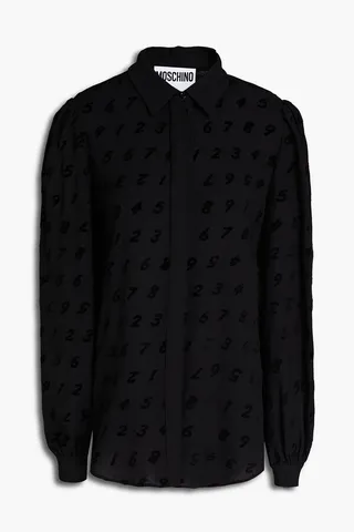 Flocked printed crepe shirt
