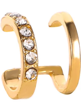 Rhinestone Double Layer Ear Cuff Clip On Earring 