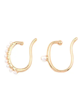 Faux Pearl Ear Cuffs Clip On Earrings 