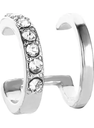 Rhinestone Double Layer Ear Cuff Clip On Earring 
