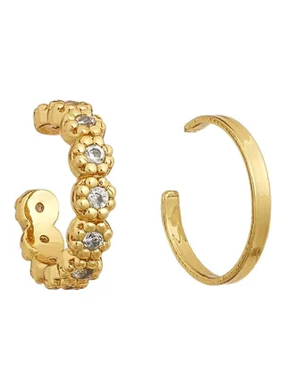 2-Piece Rhinestone Studded Ear Cuff 