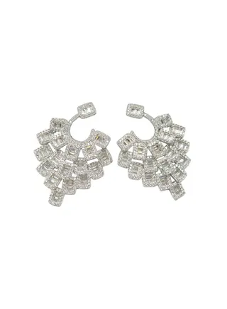 CZ White Gold Plated Water Drop Earrings 