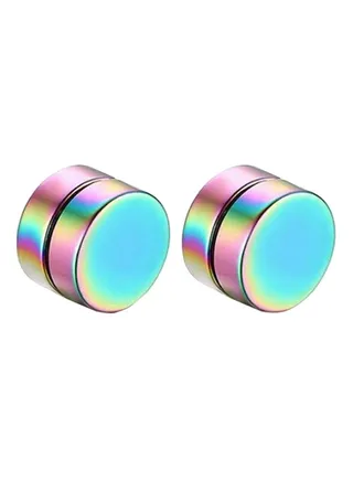 Stainless Steel Round Magnetic Clip On Earrings 
