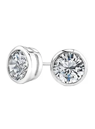 925 Sterling Silver Bezel Earrings With Cubic Zirconia 