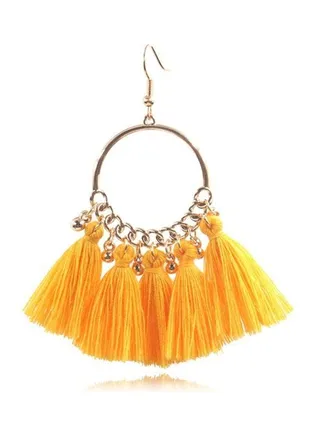 Tassel Fashion Creative Jewelry Gold Big Ring Earrings 