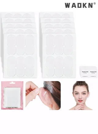 60 Pcs Cosmetic Ear Correctors, Invisible Earring Ear Support, Instant Correction for Prominent Ears, Elf Ear Stickers , Protruding Ear Solution for Men, Women and Baby 