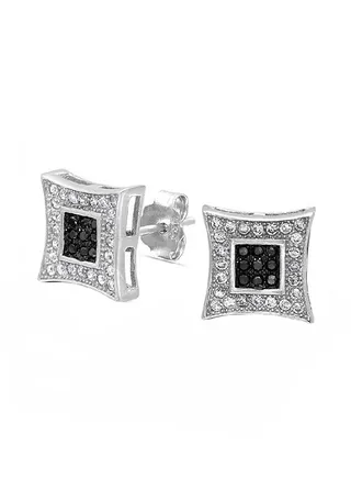 925 Sterling Silver Square Earrings With Cubic Zirconia 