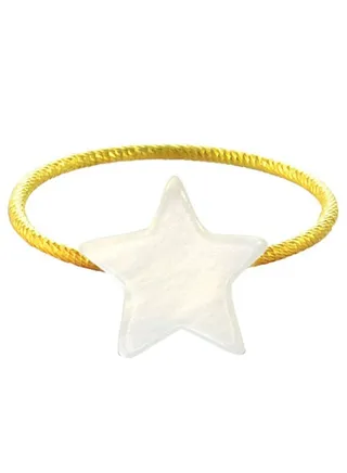 18 Karat Gold Star Design Mother Of Pearl Ring 