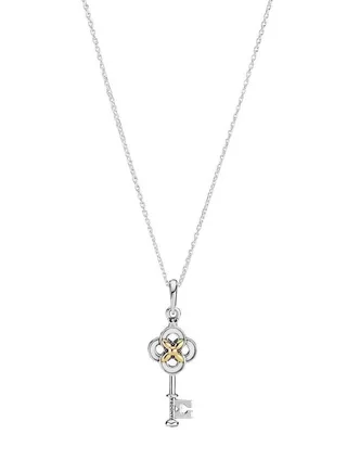 PANDORA Two-Tone Key And Flower Necklace 